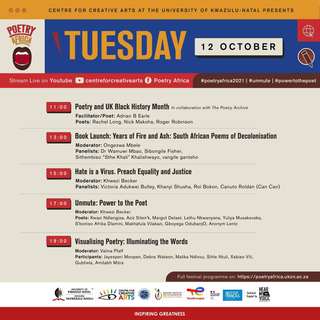 Tuesday Poetry Africa 2021 schedule